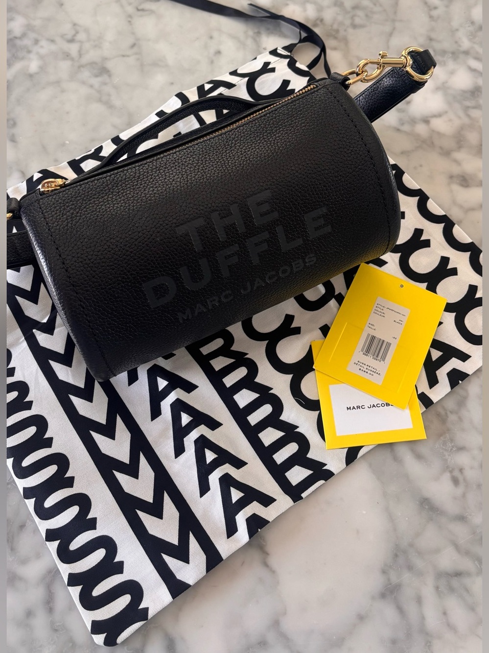 Marc Jacobs Black Pebbled Leather The Duffle Bag Crossbody